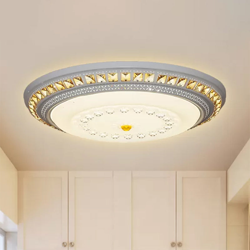 Contemporary LED Crystal Accent Ceiling Light Fixture - White, 19.5"/23.5"/31.5" Width