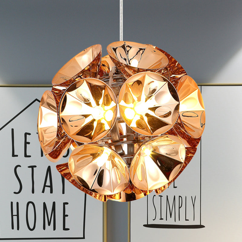 Modern Metal Chrome/Gold Led Ball Pendant Light Fixture - White/Warm 7/11 Dia