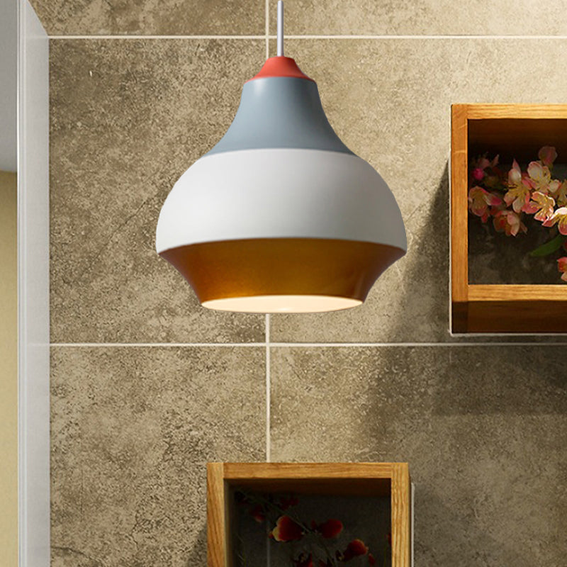 Modern Metal Urn Pendant Light - 1 Light Grey/White/Green - Ideal for Bedroom