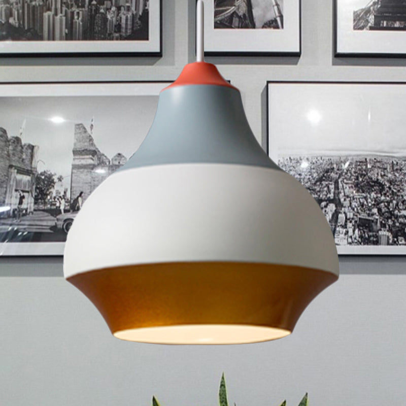 Modern Metal Urn Pendant Light - 1 Light Grey/White/Green - Ideal for Bedroom