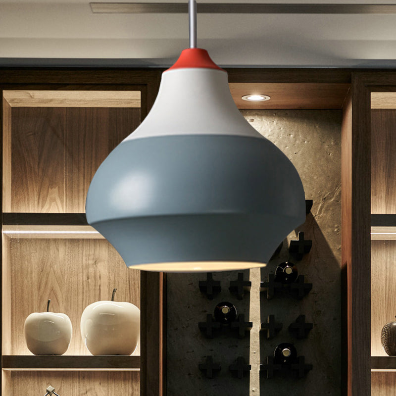 Modern Metal Urn Pendant Light - 1 Light Grey/White/Green - Ideal for Bedroom
