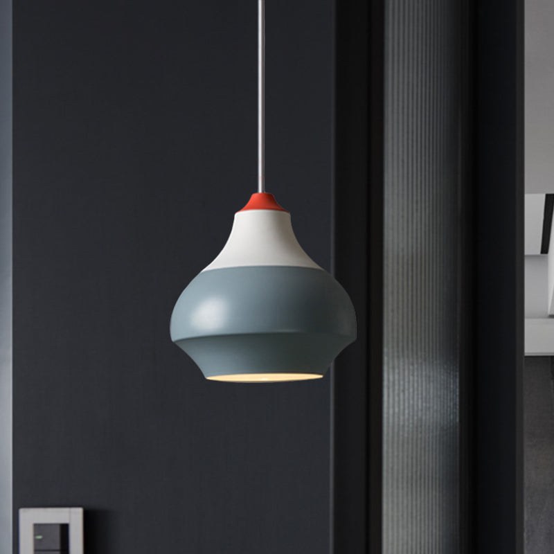 Modern Metal Urn Pendant Light - 1 Light Grey/White/Green - Ideal for Bedroom