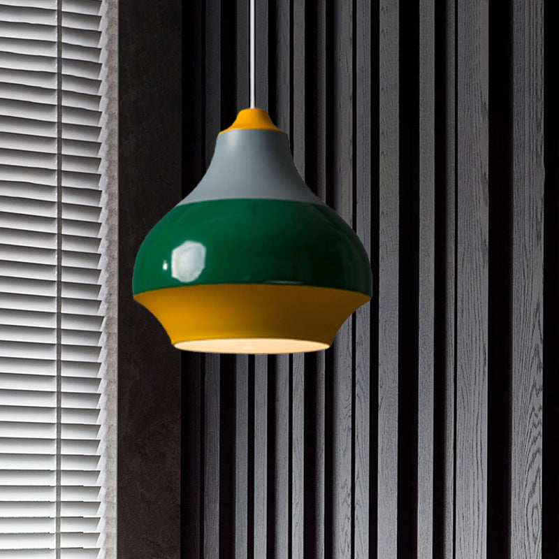 Modern Metal Urn Pendant Light - 1 Light Grey/White/Green - Ideal for Bedroom