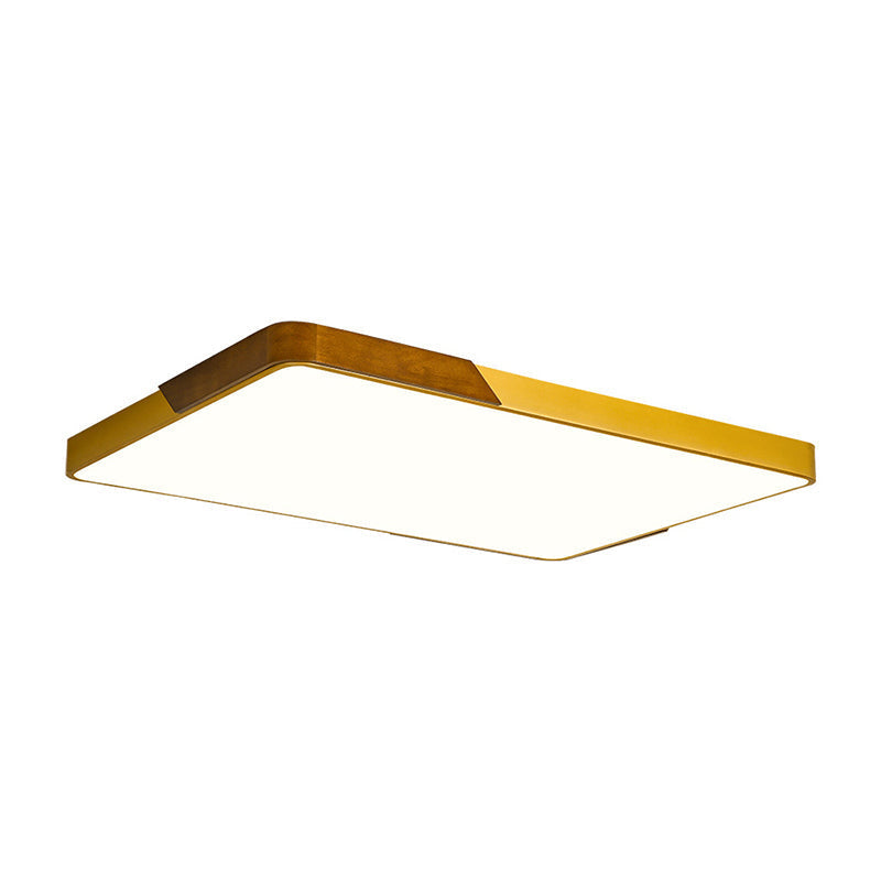 Plafonnier LED moderne à encastrer avec métal doré, finition bois et diffuseur en acrylique - 16"/19,5"/25,5" W - Chaud/Blanc/Neutre - Éclairage de chambre idéal