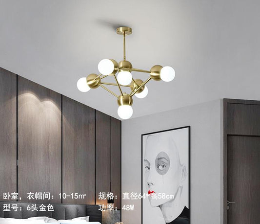 Modern 6/8/10-Light Hanging Chandelier Kit in Black/Gold with Geometric Metal Arm - Ideal for Living Room