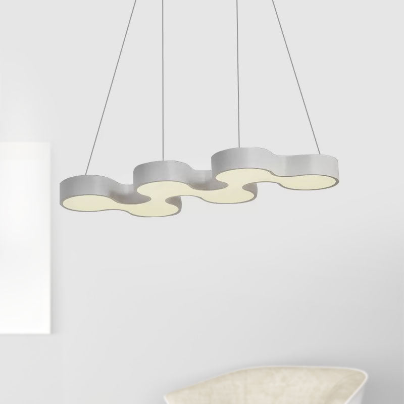 Contemporary Led Pendant Light With Metal Shade - White/Black Dining Room Ceiling Lamp (White/Warm