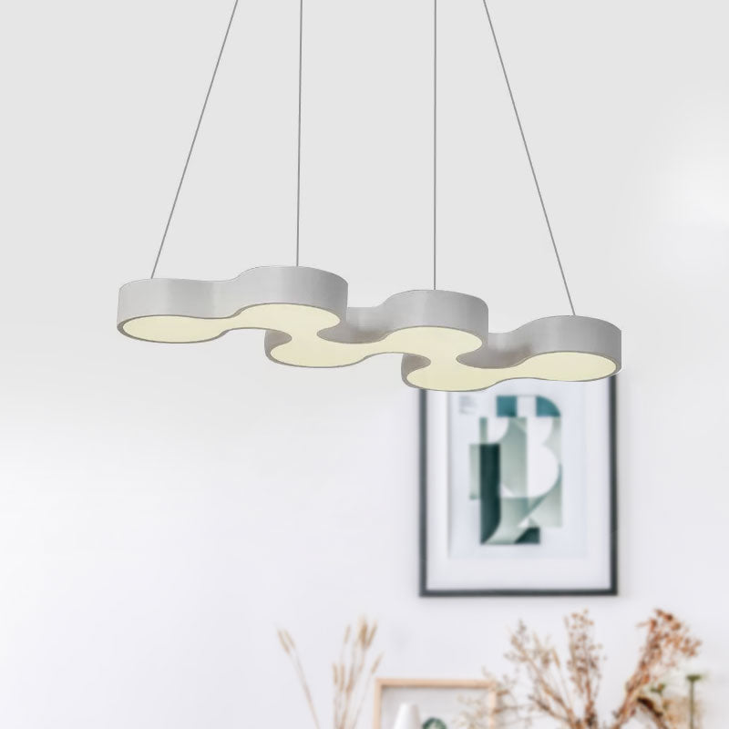 Contemporary Led Pendant Light With Metal Shade - White/Black Dining Room Ceiling Lamp (White/Warm
