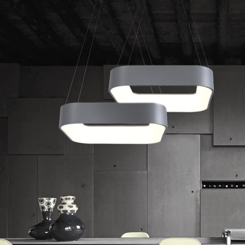 Metal Pendant Ceiling Light - Simple 1 Head in Gray/White with Warm/White/Third Gear Light - 18"/23.5" Wide