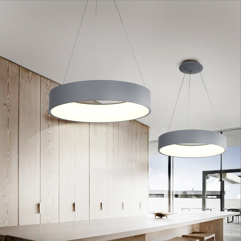 Metal Pendant Ceiling Light - Simple 1 Head in Gray/White with Warm/White/Third Gear Light - 18"/23.5" Wide