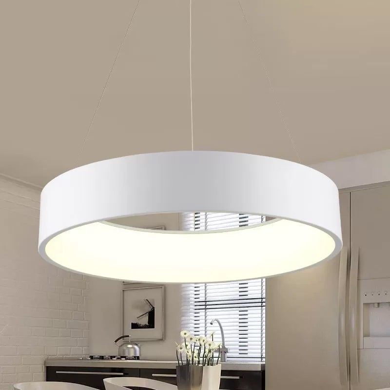 Metal Pendant Ceiling Light - Simple 1 Head in Gray/White with Warm/White/Third Gear Light - 18"/23.5" Wide