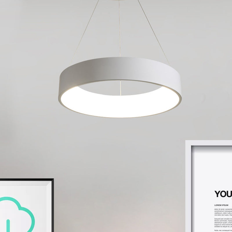 Metal Pendant Ceiling Light - Simple 1 Head in Gray/White with Warm/White/Third Gear Light - 18"/23.5" Wide