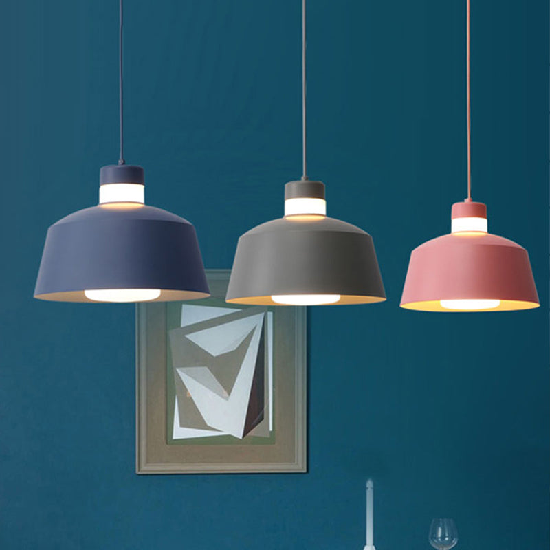 Modern Tapered Pendant Light - Metal 1 Pink/Grey/Yellow Living Room Ceiling