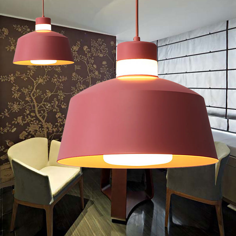Modern Tapered Pendant Light - Metal 1 Pink/Grey/Yellow Living Room Ceiling Pink