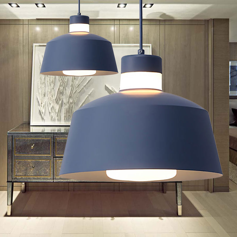 Modern Metal Tapered Pendant Light - 1-Light Pink/Grey/Yellow Hanging Ceiling Light for Living Room