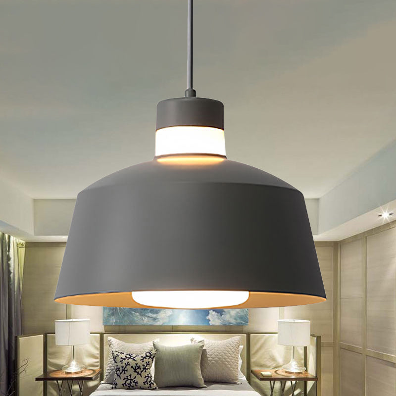 Modern Metal Tapered Pendant Light - 1-Light Pink/Grey/Yellow Hanging Ceiling Light for Living Room