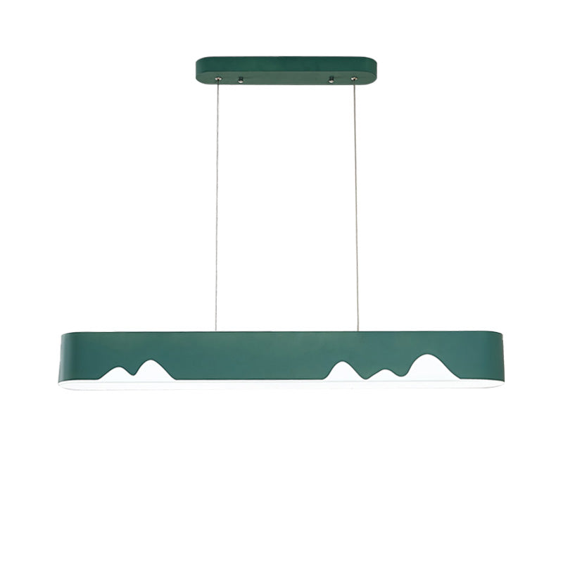 Modern LED Linear Chandelier - White/Black/Green - Rectangular Design - Hanging Ceiling Light in White/Warm Light - 35.5"/47" Wide