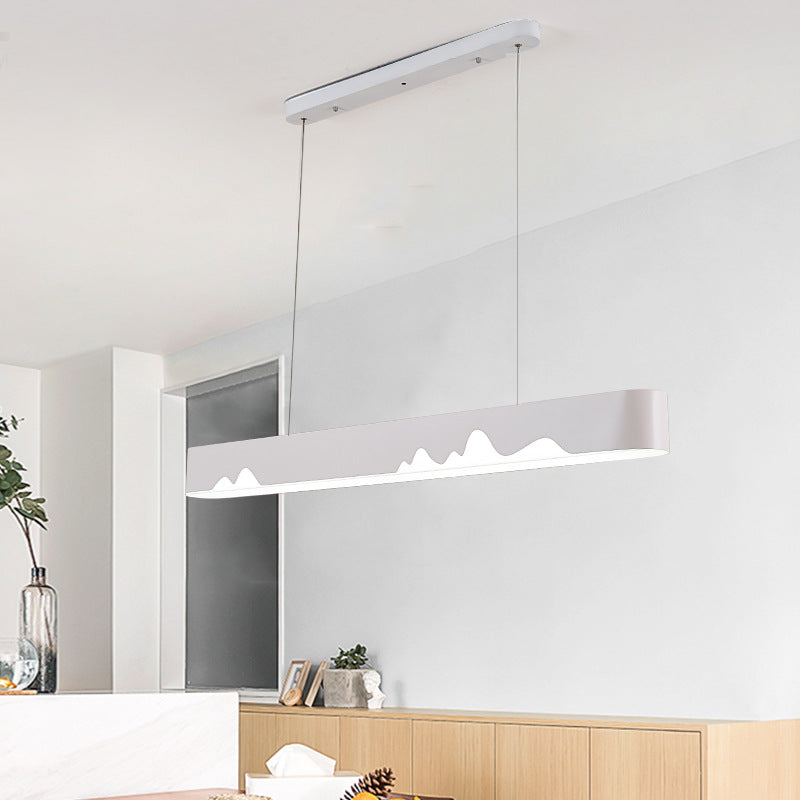 Modern LED Linear Chandelier - White/Black/Green - Rectangular Design - Hanging Ceiling Light in White/Warm Light - 35.5"/47" Wide