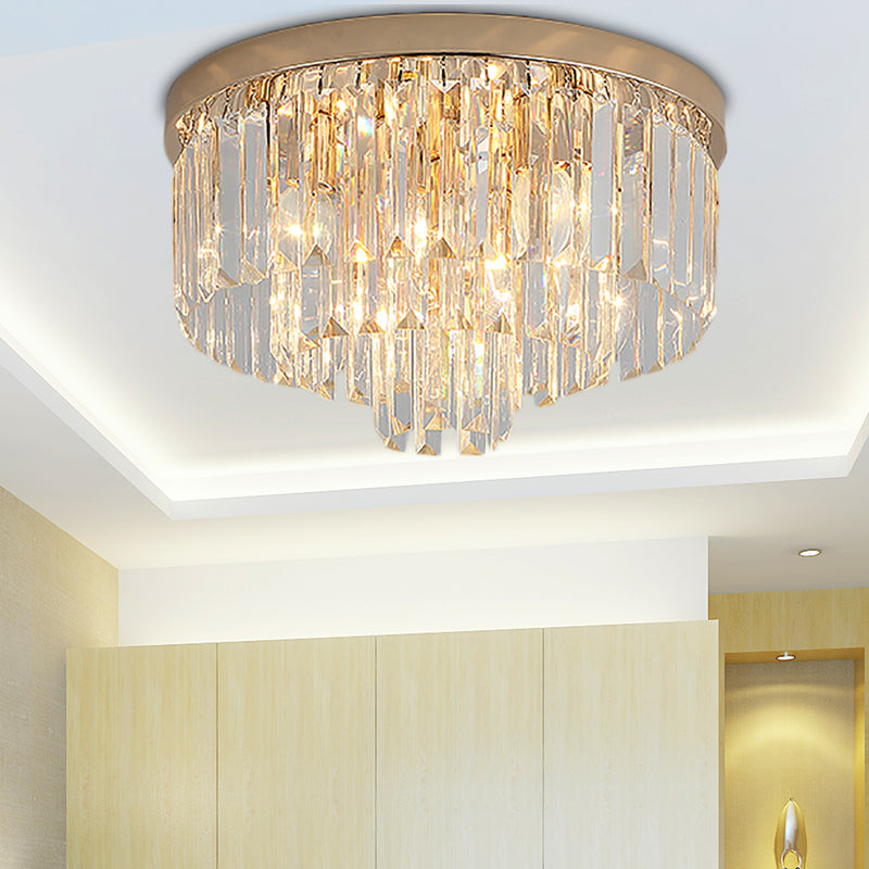 Vintage Gold LED Crystal Flush Ceiling Light for Bedroom