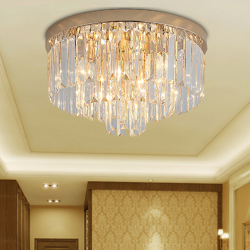 Vintage Gold LED Crystal Flush Ceiling Light for Bedroom