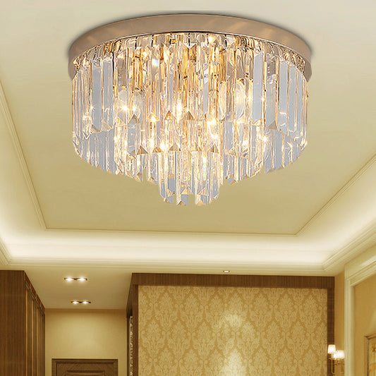 Vintage Gold LED Crystal Flush Ceiling Light for Bedroom