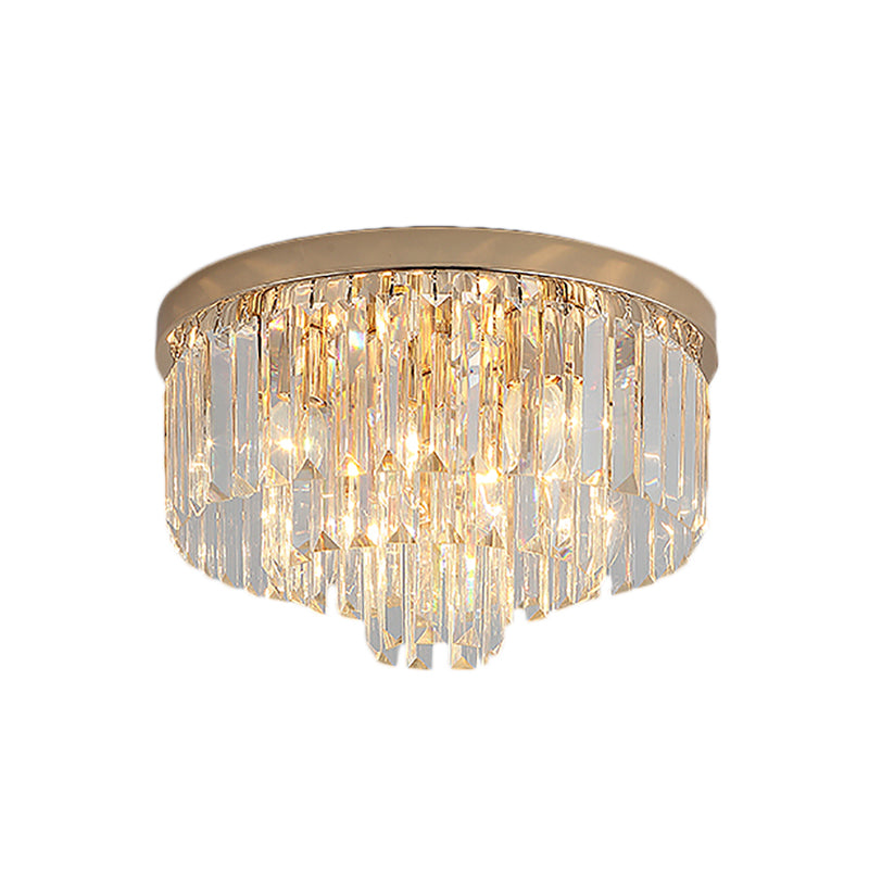 Vintage Gold LED Crystal Flush Ceiling Light for Bedroom