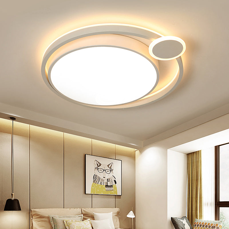 Nordic Metal LED Flush Mount Ceiling Lamp for Bedroom - 15"/18"/21.5" - Black/White & Warm/White