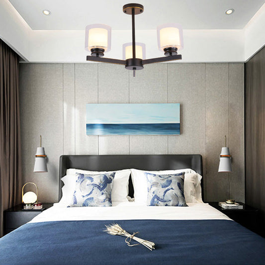 Modern Cylinder Chandelier Lamp: Black/Gold/Silver, 3/6/8 Lights, Clear Glass Pendant Fixture for Bedroom
