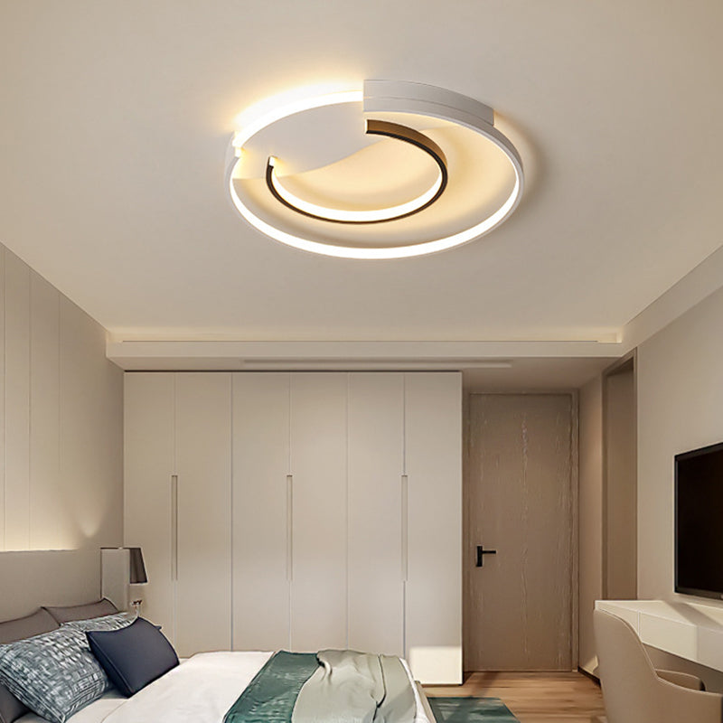 Black and White Simple Acrylic LED Flush Mount Light for Bedroom - Warm/White, 16"/19.5" Wide
