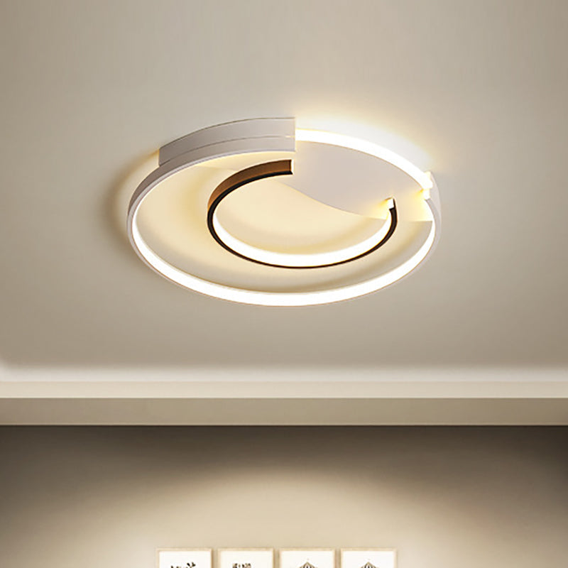 Black and White Simple Acrylic LED Flush Mount Light for Bedroom - Warm/White, 16"/19.5" Wide