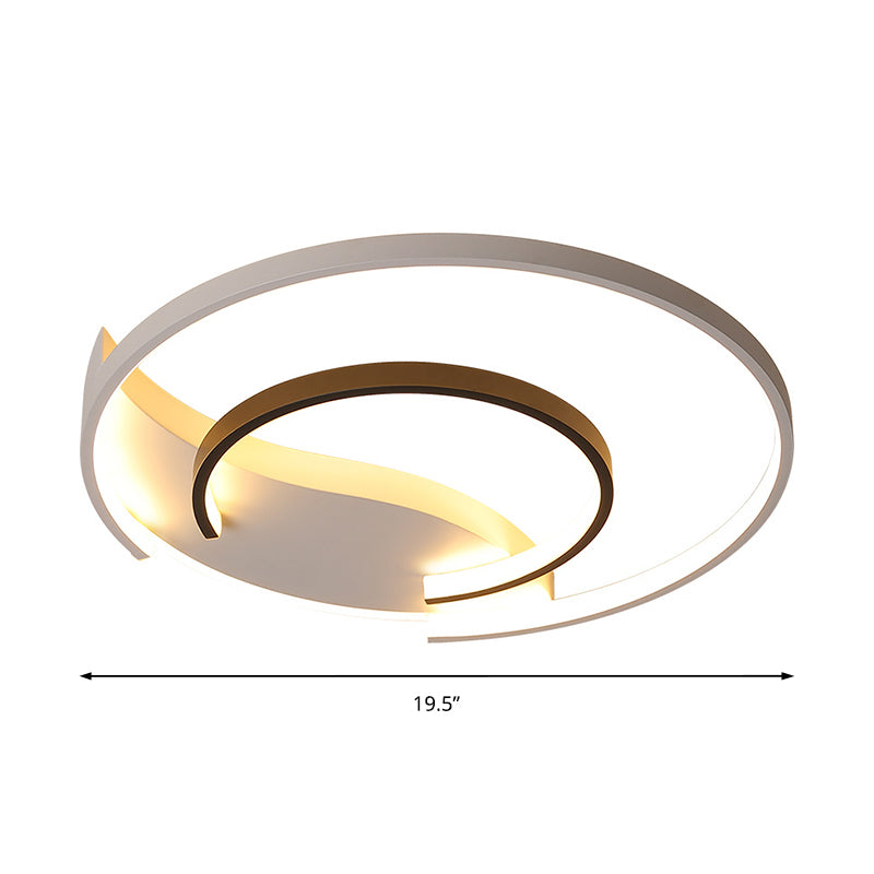 Black and White Simple Acrylic LED Flush Mount Light for Bedroom - Warm/White, 16"/19.5" Wide
