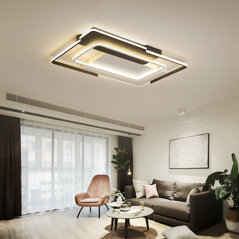 Modern Rectangular Flush Mount LED Light for Living Room Ceiling - Acrylic, Warm/White