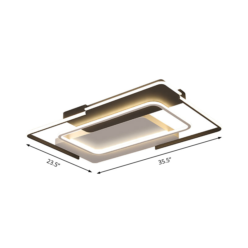 Modern Rectangular Flush Mount LED Light for Living Room Ceiling - Acrylic, Warm/White