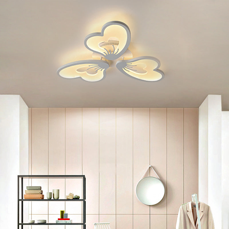 Simple Style Acrylic White Flower Flush Mount Light with LED for Bedroom Ceiling - Warm/White