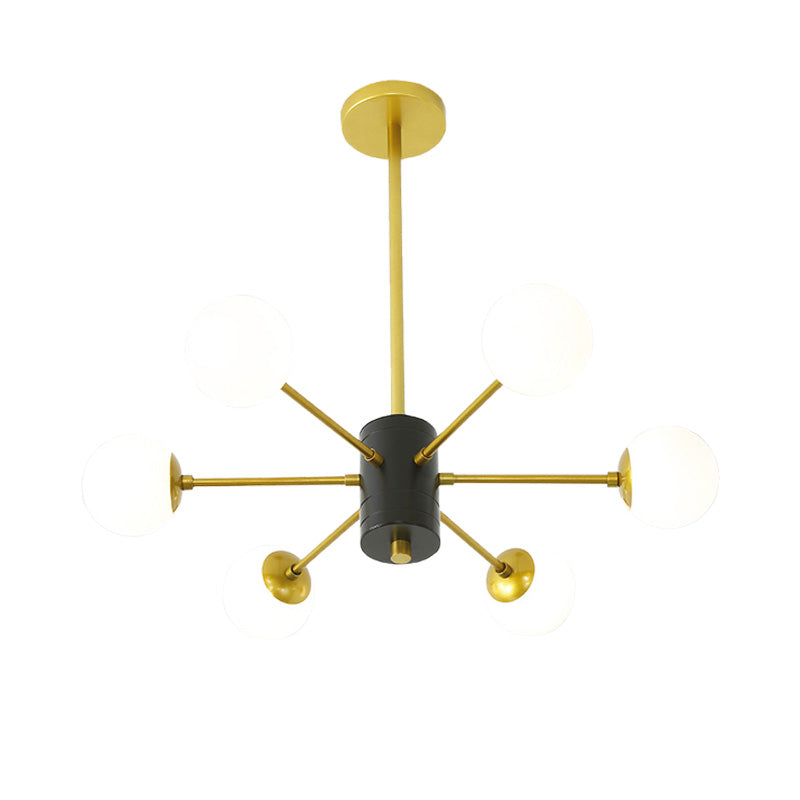 Lustre en verre laiteux moderniste avec design éclaté - Plafonnier suspendu à 6/8/9 lumières en or