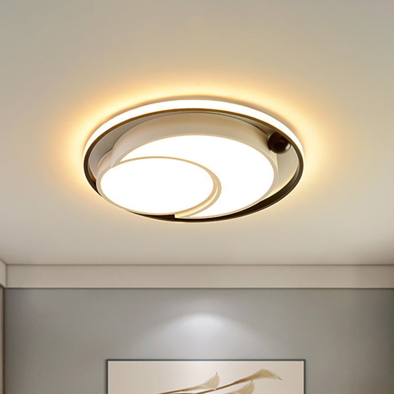 Nordic Acrylic LED Ceiling Mounted Light for Bedroom - White/Black Flush Mount Ceiling Light, Warm/White Glow, 18"/21.5" Dia