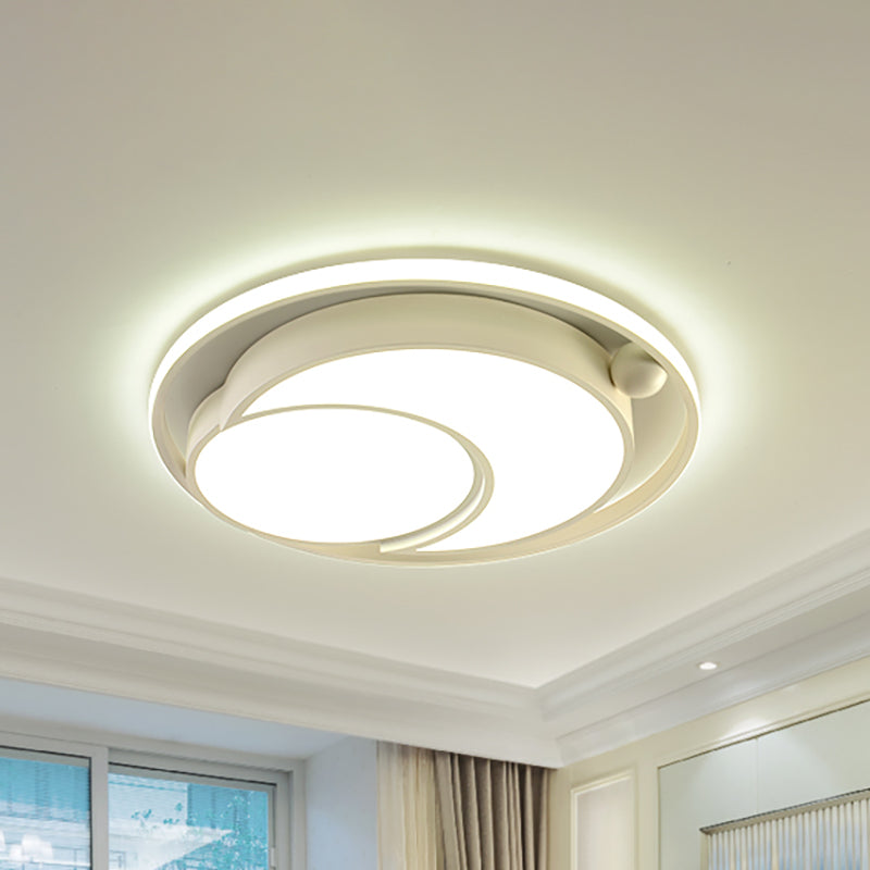 Nordic Acrylic LED Ceiling Mounted Light for Bedroom - White/Black Flush Mount Ceiling Light, Warm/White Glow, 18"/21.5" Dia