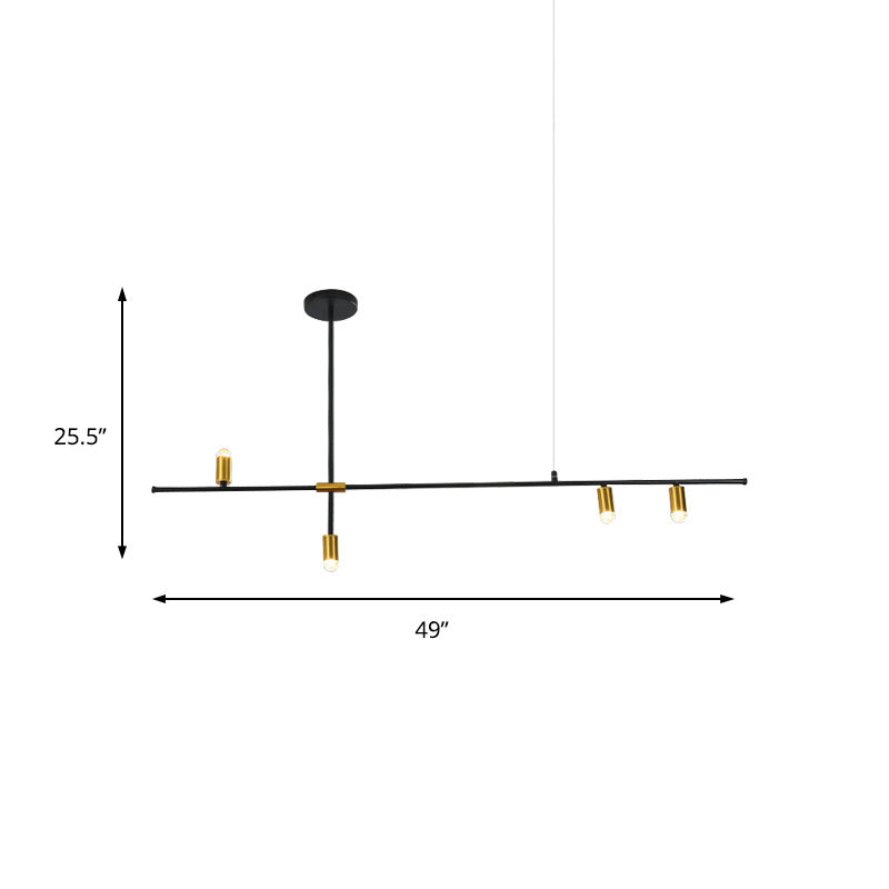 Modern Metal Rectilinear Chandelier Light: Black Ceiling Fixture (3/4/9 Lights)