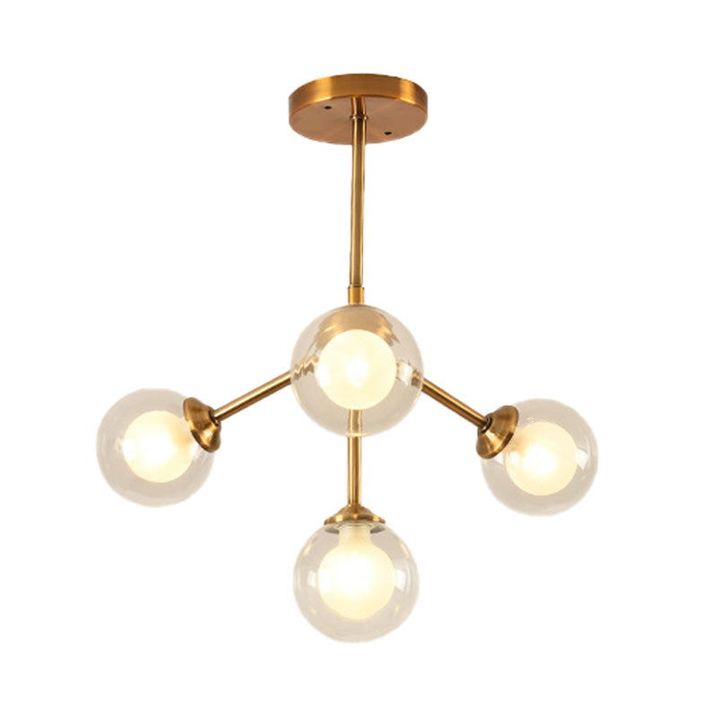 Sleek Metal Chandelier with Clear Glass Shades - Modern Sputnik Style Lighting for Bedroom - Available in 4/7/10 Light Options