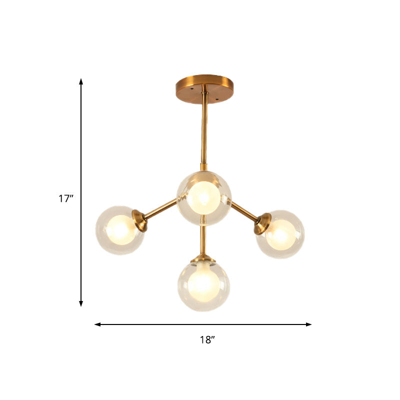 Sleek Metal Chandelier with Clear Glass Shades - Modern Sputnik Style Lighting for Bedroom - Available in 4/7/10 Light Options