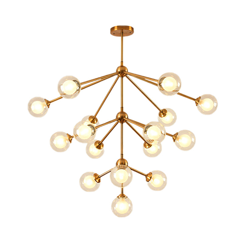 Sleek Metal Chandelier with Clear Glass Shades - Modern Sputnik Style Lighting for Bedroom - Available in 4/7/10 Light Options