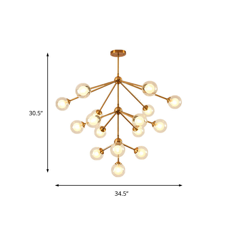 Sleek Metal Chandelier with Clear Glass Shades - Modern Sputnik Style Lighting for Bedroom - Available in 4/7/10 Light Options