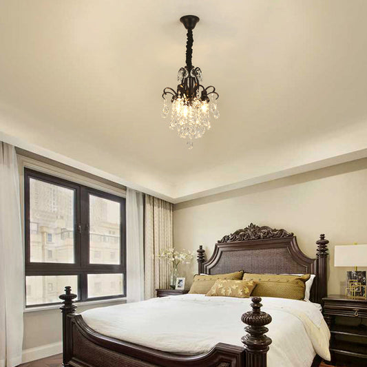 Modernist Crystal Chandelier Pendant Light with 3/6 Heads in Black/Gold - Perfect for Bedroom