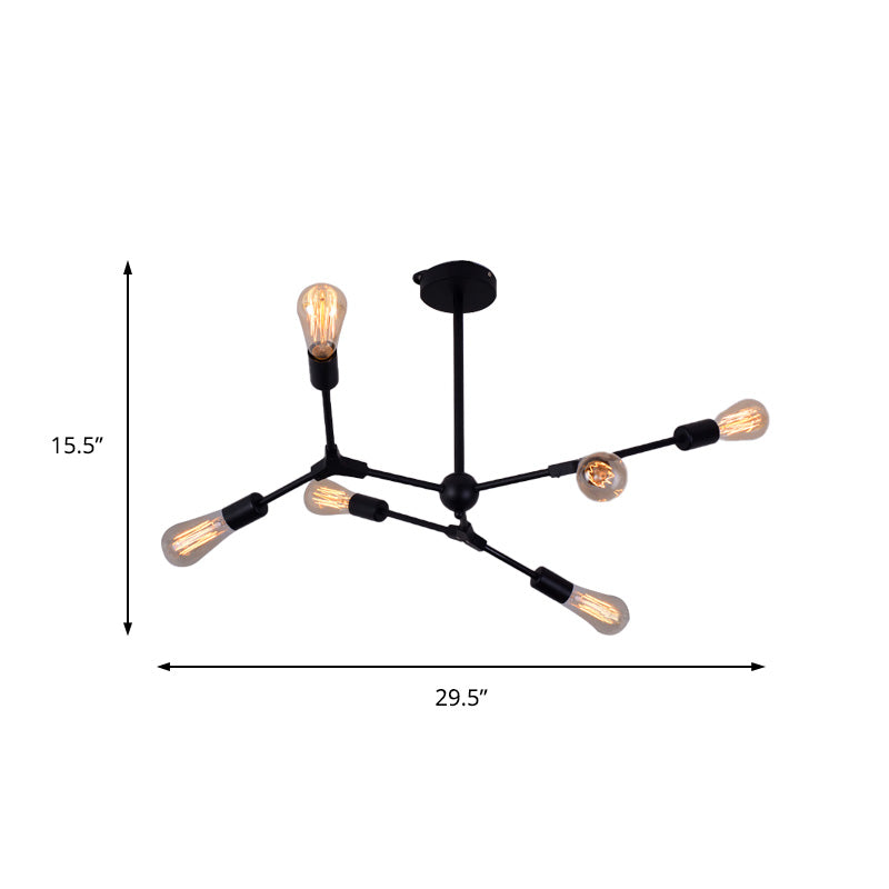 Modern Bedroom Chandelier With Sputnik Metal Shade And Bare Bulb: 6/8/9 Light Hanging Fixture