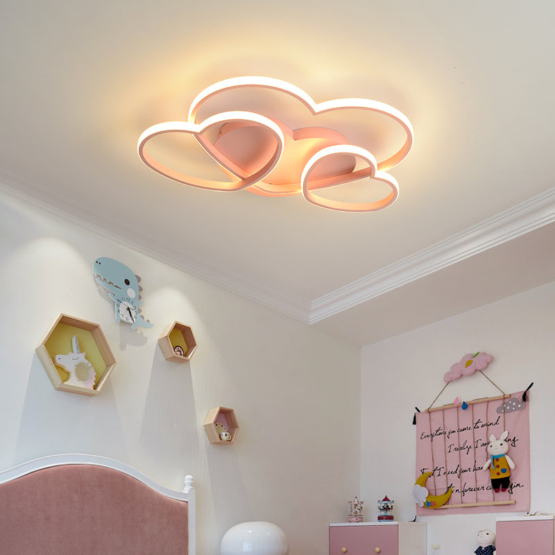 Plafonnier LED encastré en forme de cœur pour chambre d'enfant - Acrylique nordique en blanc/rose/or - 19,5" ou 23,5" de large