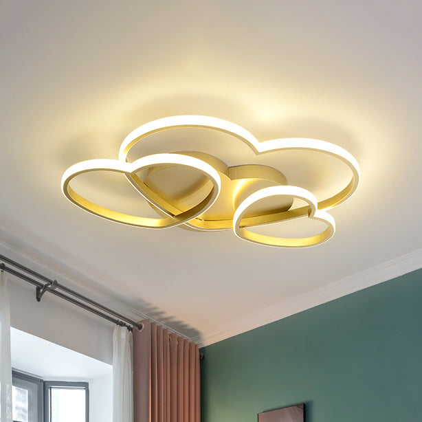 Plafonnier LED encastré en forme de cœur pour chambre d'enfant - Acrylique nordique en blanc/rose/or - 19,5" ou 23,5" de large