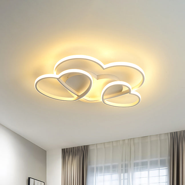 Plafonnier LED encastré en forme de cœur pour chambre d'enfant - Acrylique nordique en blanc/rose/or - 19,5" ou 23,5" de large