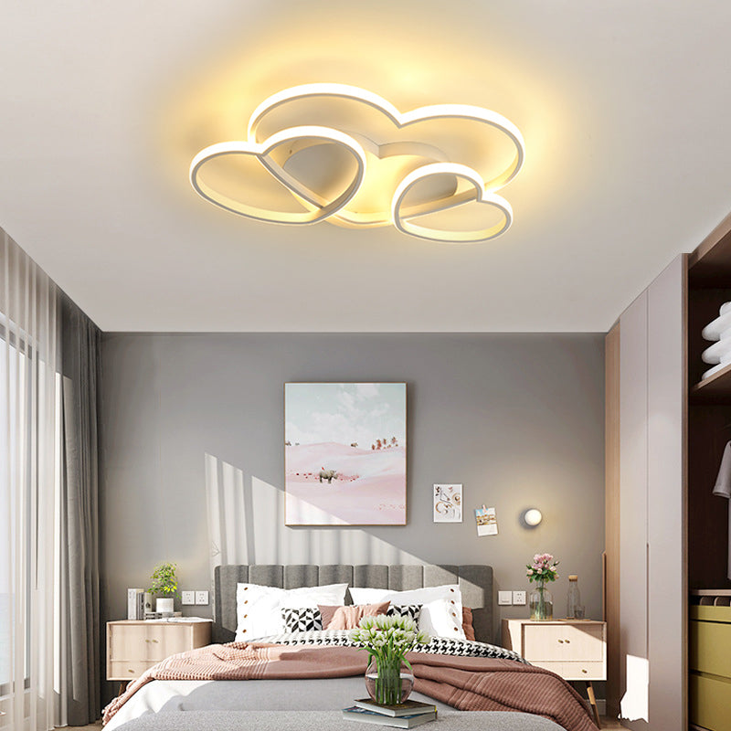 Plafonnier LED encastré en forme de cœur pour chambre d'enfant - Acrylique nordique en blanc/rose/or - 19,5" ou 23,5" de large