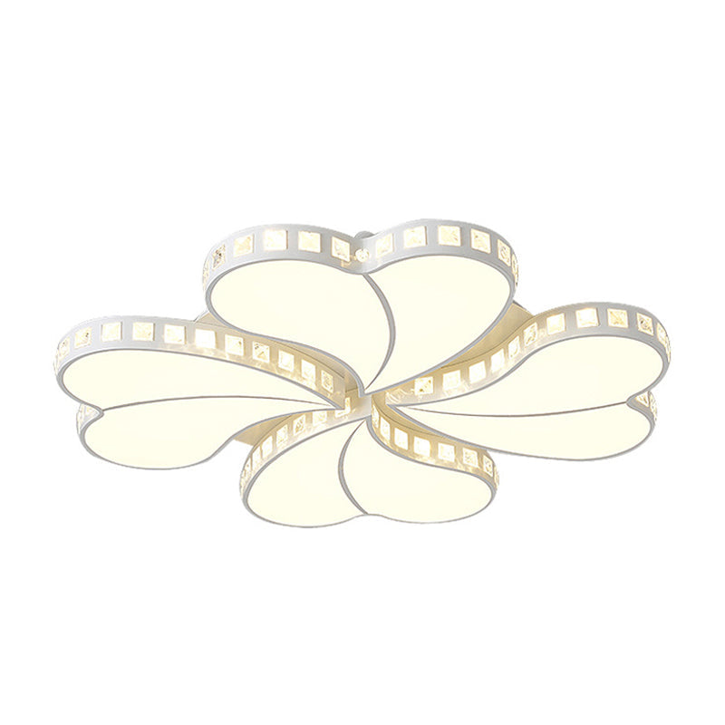 Contemporary Metal LED Ceiling Light - White Petal Flush Design for Living Room with Acrylic Shade - Wide Range (20.5"/24.5"/28")