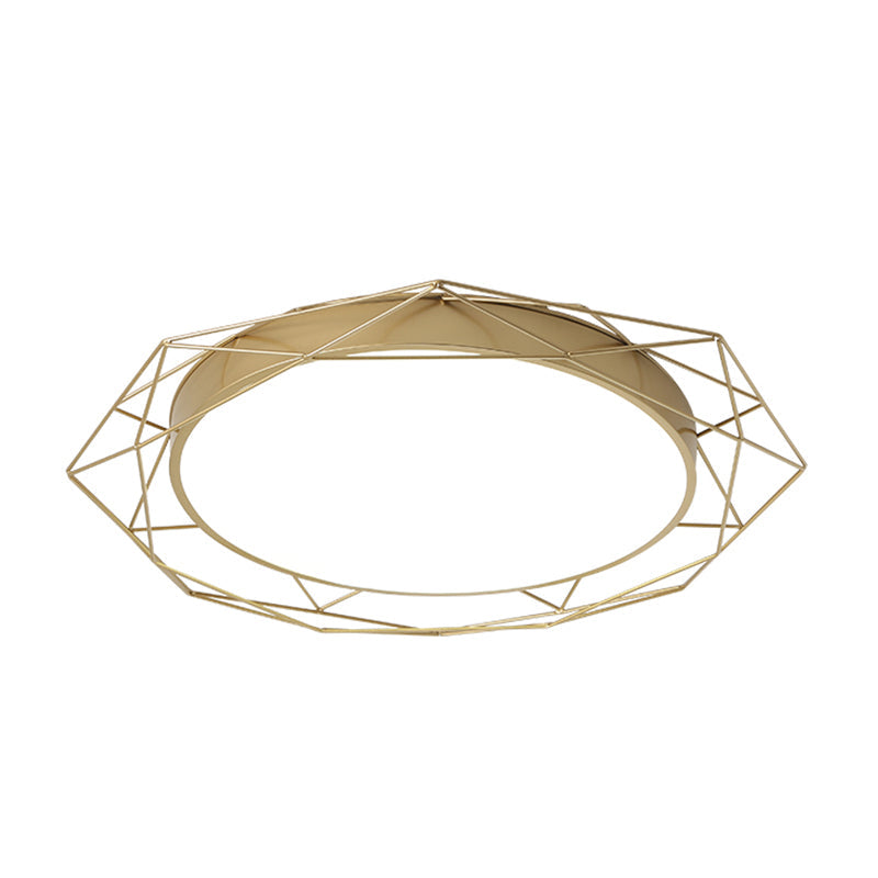 Plafonnier encastré métallique – Cadre rond en fil de fer doré/noir nordique – Idéal pour la chambre à coucher – Largeur de 21,5"/25,5"