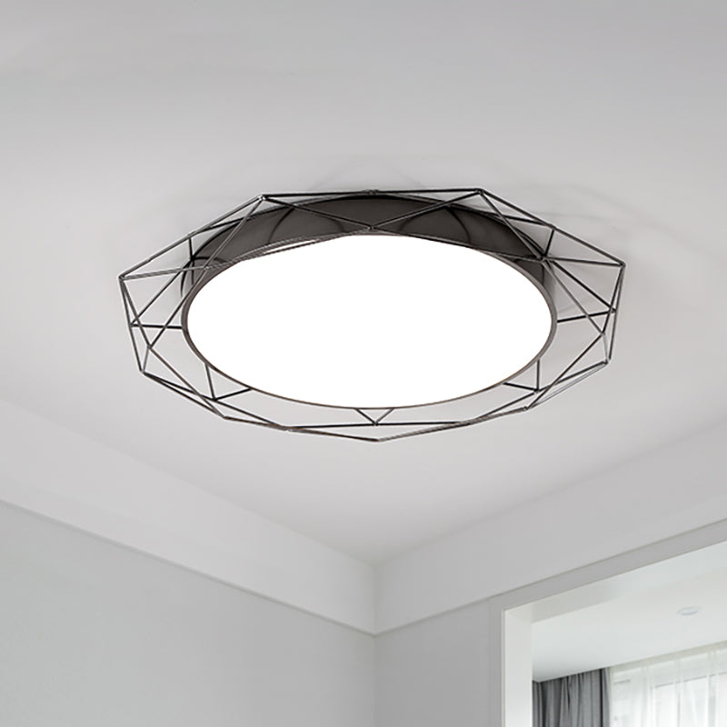 Plafonnier encastré métallique – Cadre rond en fil de fer doré/noir nordique – Idéal pour la chambre à coucher – Largeur de 21,5"/25,5"